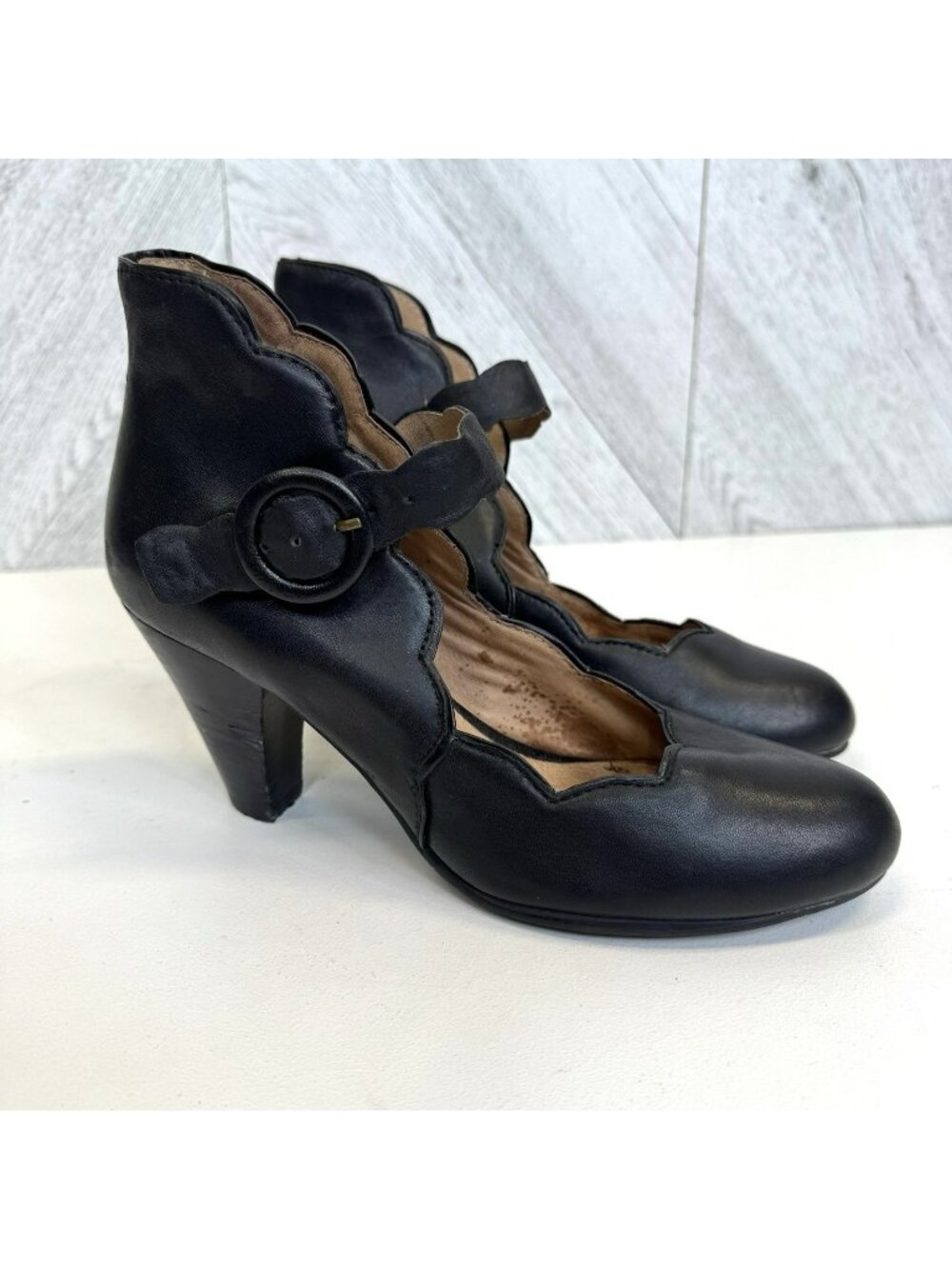 Miz Mooz Carissa Black Mary Jane Pump Shoes Womens Size 8 Leather Pinup Retro